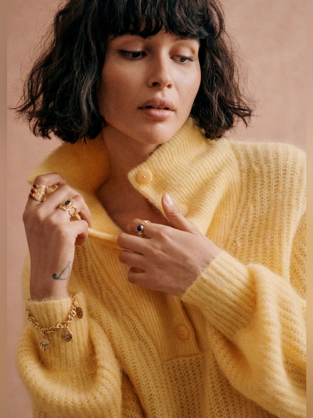 NWT 🇫🇷 Sézane Micky Jumper Soft Knit Sweater in Butter Yellow Kid Mohair